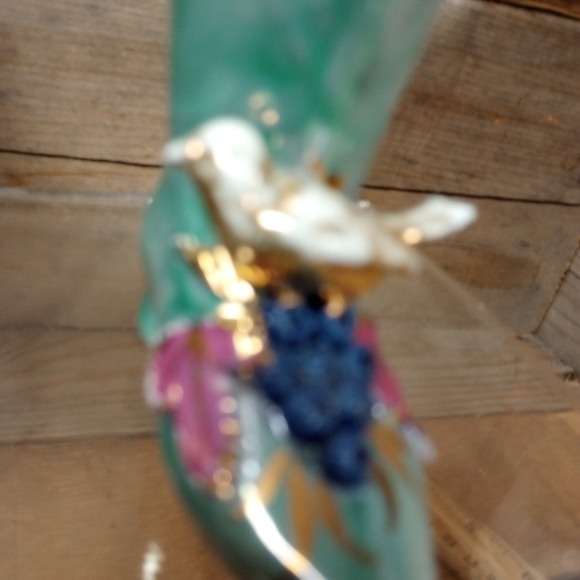 Vintage Ornate Design Bone China Shoe Made in Germany Green Pearlized. - Picture 4 of 11